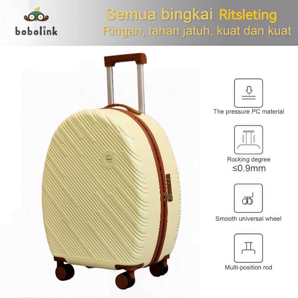 Bobolink Koper Kabin 20 inch  Koper Mini 18 inch Desain Stand cup 22 inch charger Usb