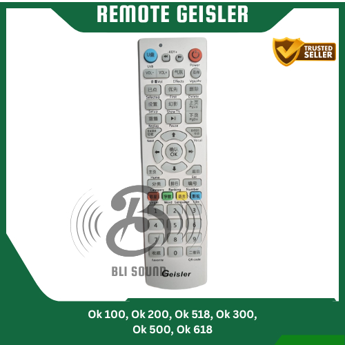 REMOTE STANDARD GEISLER ORIGINAL KARAOKE DVD PLAYER WARNA PUTIH [Ok 100, Ok 200, Ok 518, Ok 300, Ok 