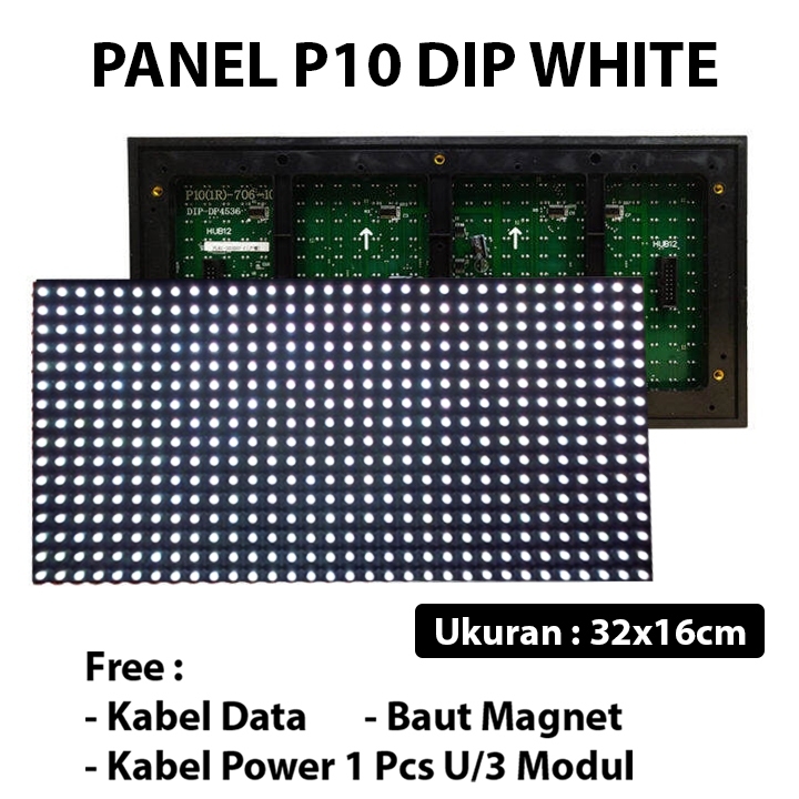 Panel Module LED P10 White Putih DIP Outdoor Running Text