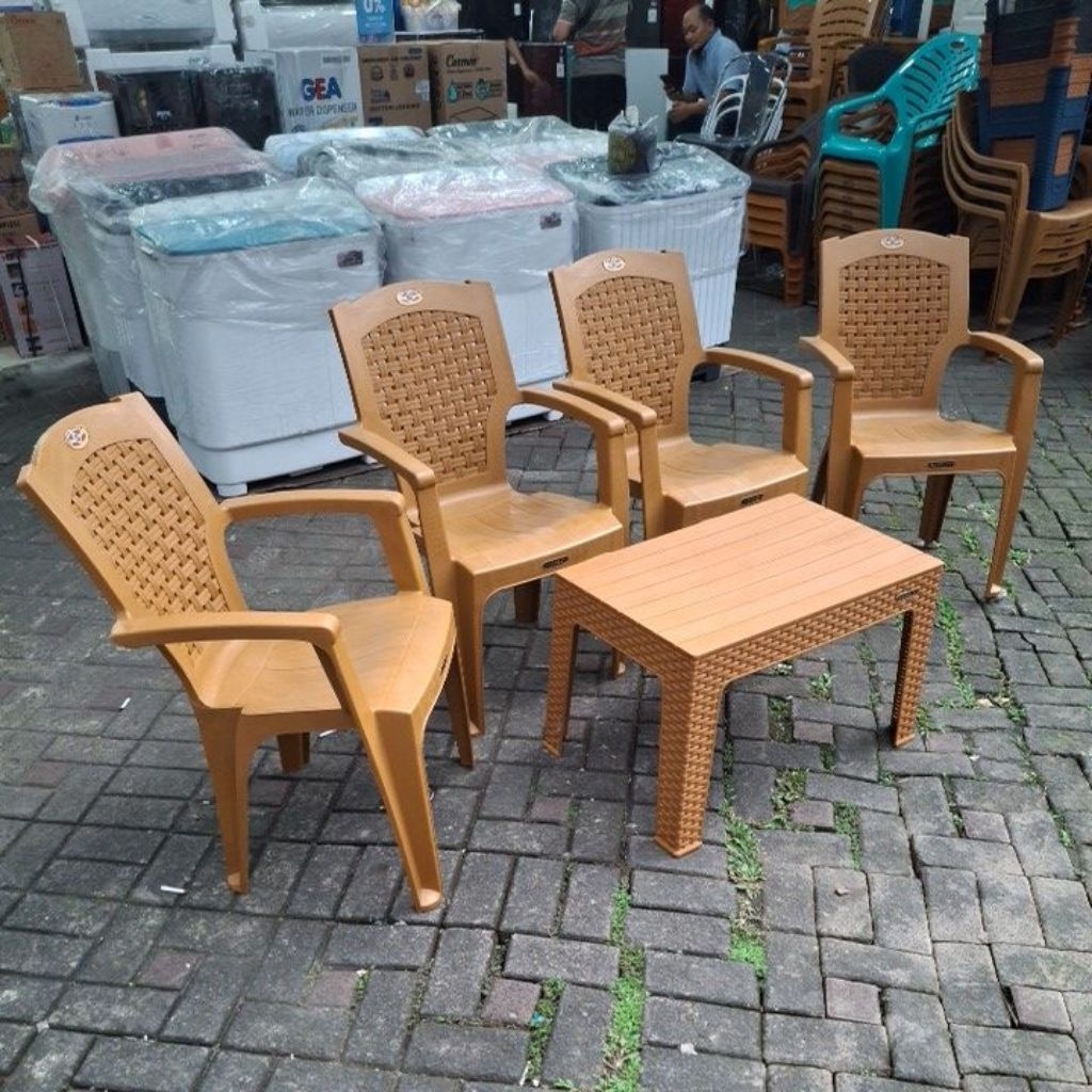 [IKARGO] KURSI TAMU NAPOLLY 632, 4 KURSI dan 1 MEJA / KURSI TAMU / KURSI PLASTIK
