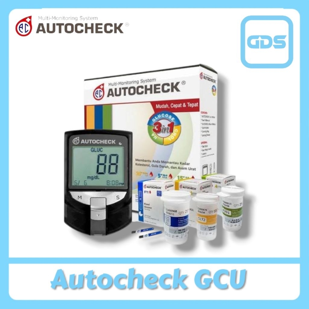 AutoCheck 3in1 Alat Cek Gula Darah, Kolesterol & Asam Urat