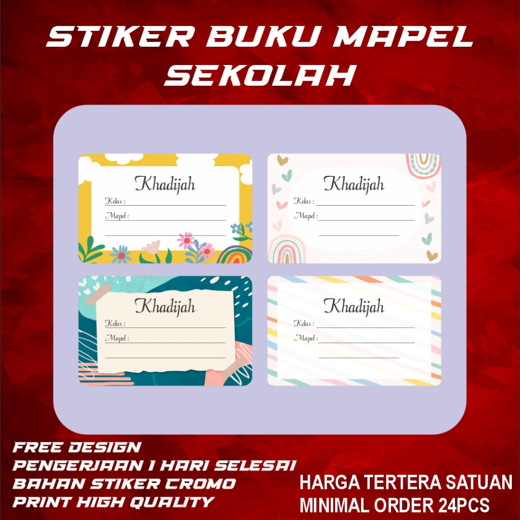 

TERMURAHHH - Stiker Mapel - Label Buku Pelajaran Sekolah - Stiker Mata Pelajaran FREE DESIGN