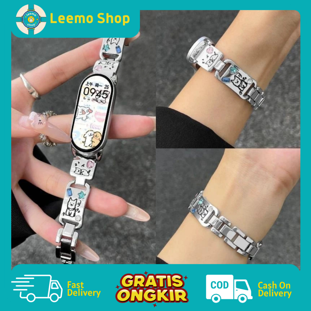 Tali Jam Straps Jam Rante Xiaomi Band 8 9 10 Karakter Anak Anjing Bisa di seusaikan Strap Jam Xiaomi