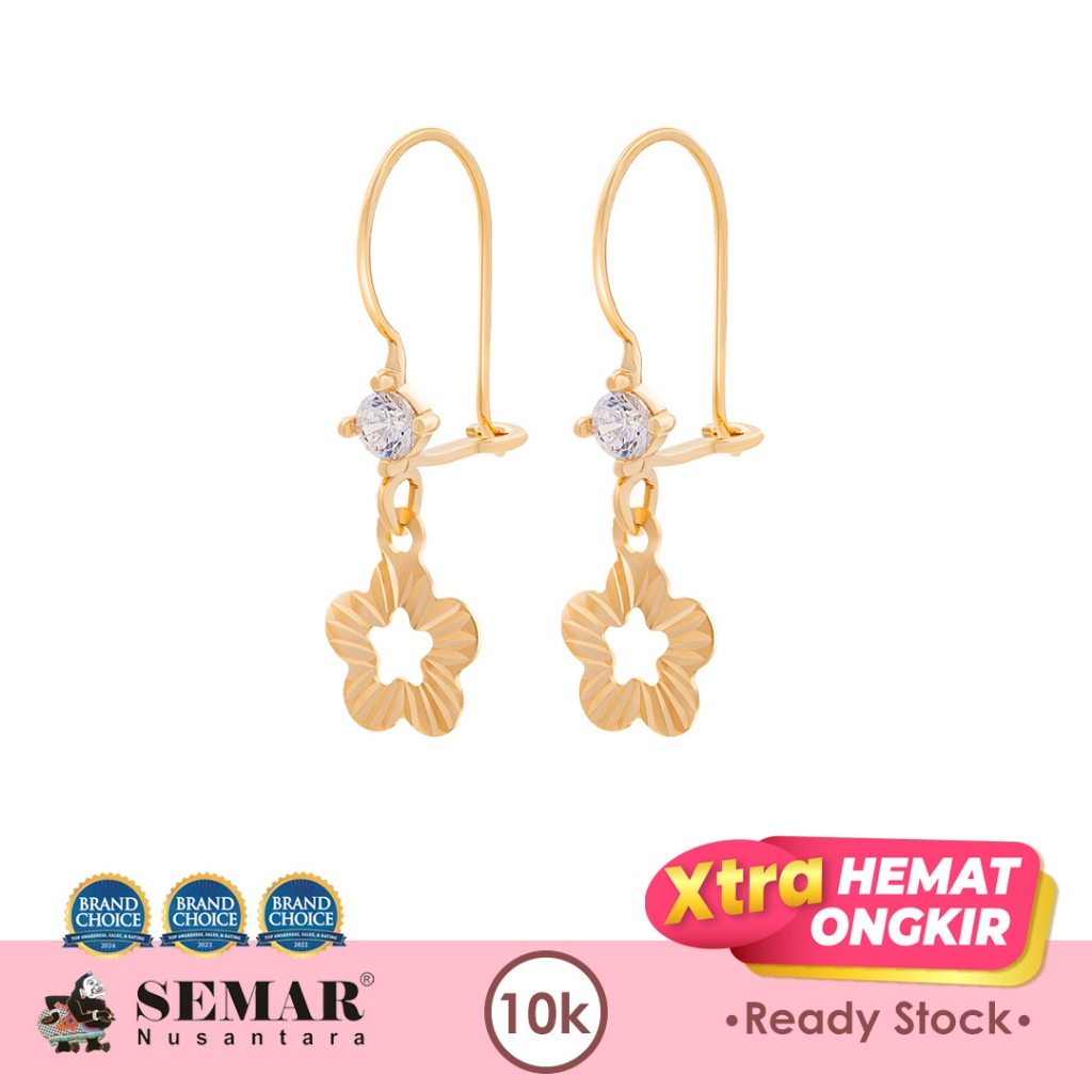 Anting Emas Delvia Flower Gold 10K Semar Nusantara
