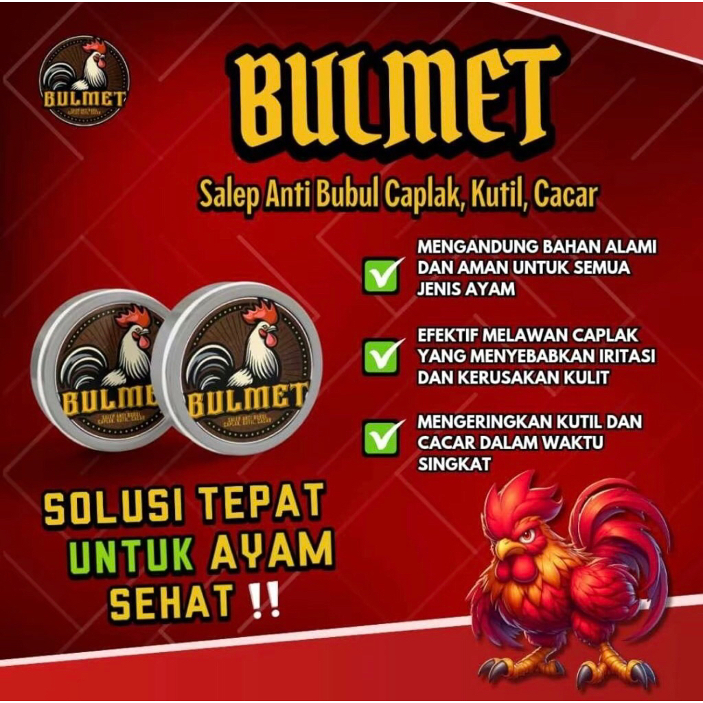BULMET OBAT AYAM SALEP BUBUL CAPLAK KUTIL CACAR INFEKSI KULIT AYAM ADUAN