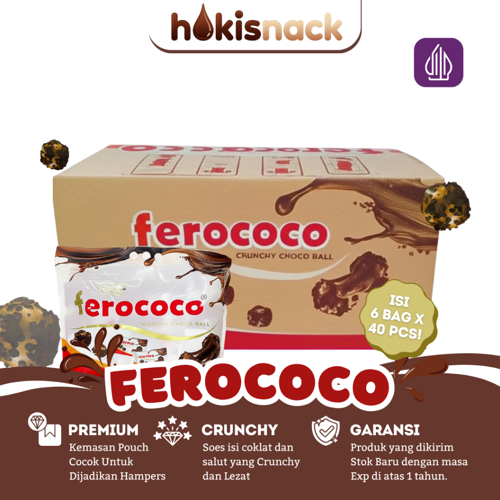 

1 Dus Ferococo Isi 6 Bag | Soes Coklat Lumer Halal Harga Grosir untuk Snack Warung & Sekolah