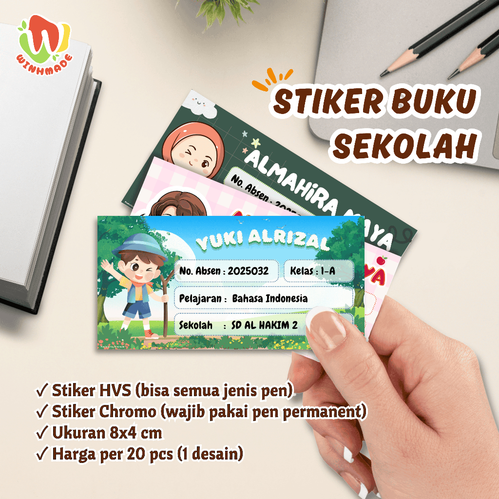 

Stiker Label Buku Pelajaran Sekolah Anak Custom Full Color