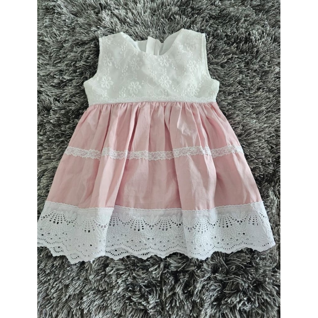 DRESS KATBOL PUTIH PINK CATELL LOVE ANAK (SIAP KIRIM)