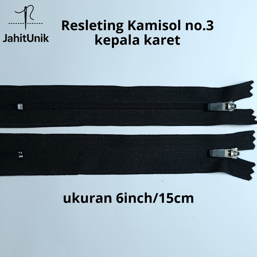 Resleting Kamisol / Resleting terbalik dan normal kamisol no 3 uk 6inch kepala sudah auto lock