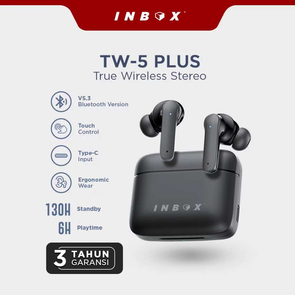 Earphone Bluetooth TWS Inbox TW-5 Plus – Gaming, Wireless