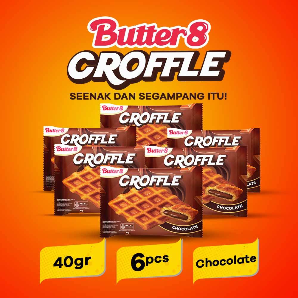 

[ BUTTER8 ] 6 pcs Croffle Chocolate – Snack Hits Kekinian Siap Makan 40gr, Ngemil Hemat, Rasa Mewah, Lumer di Mulut Rasa Premium Bikin Nagih