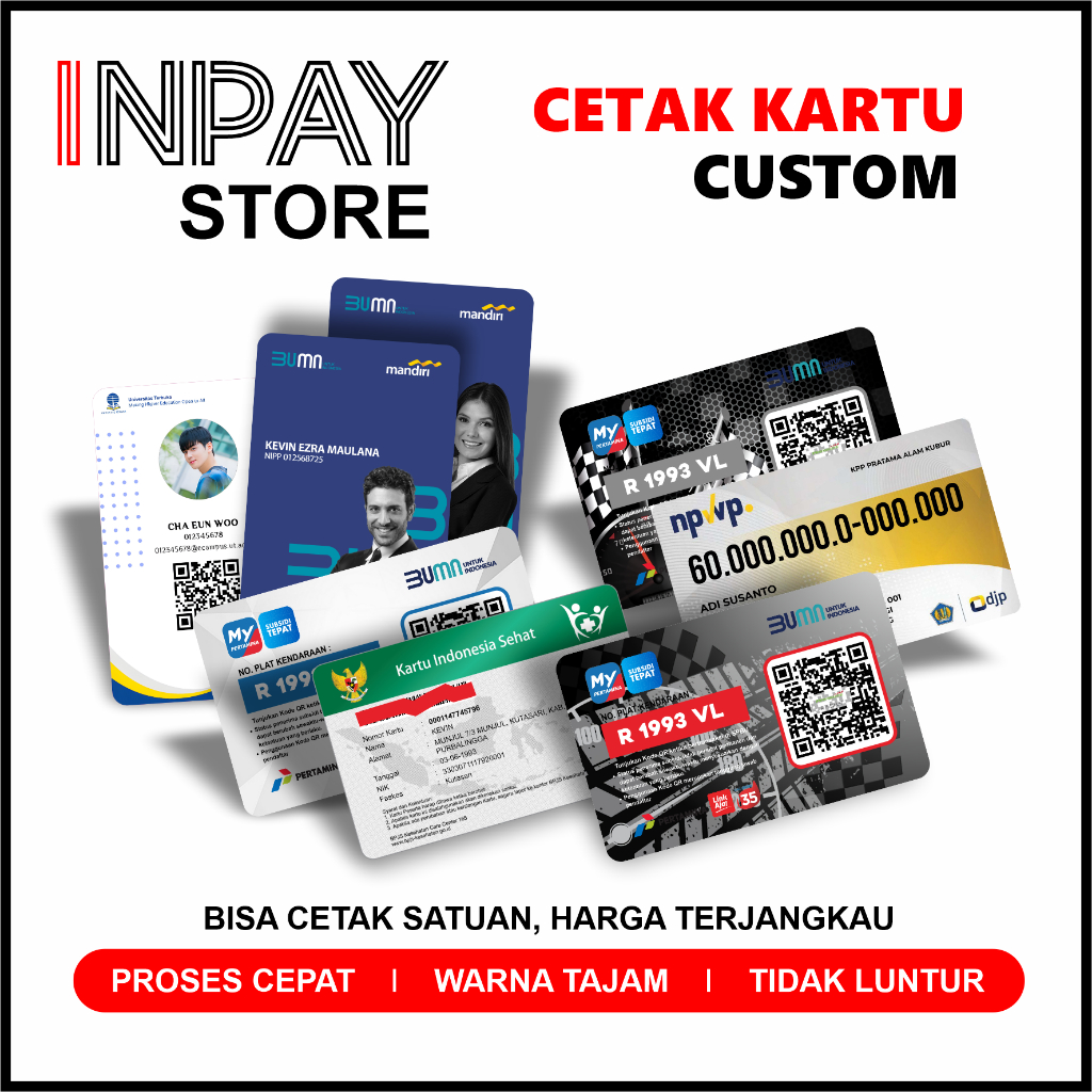 

CETAK KARTU B P J S, PERTAMINA, NPWP, PREMIUM, SEHARI JADI