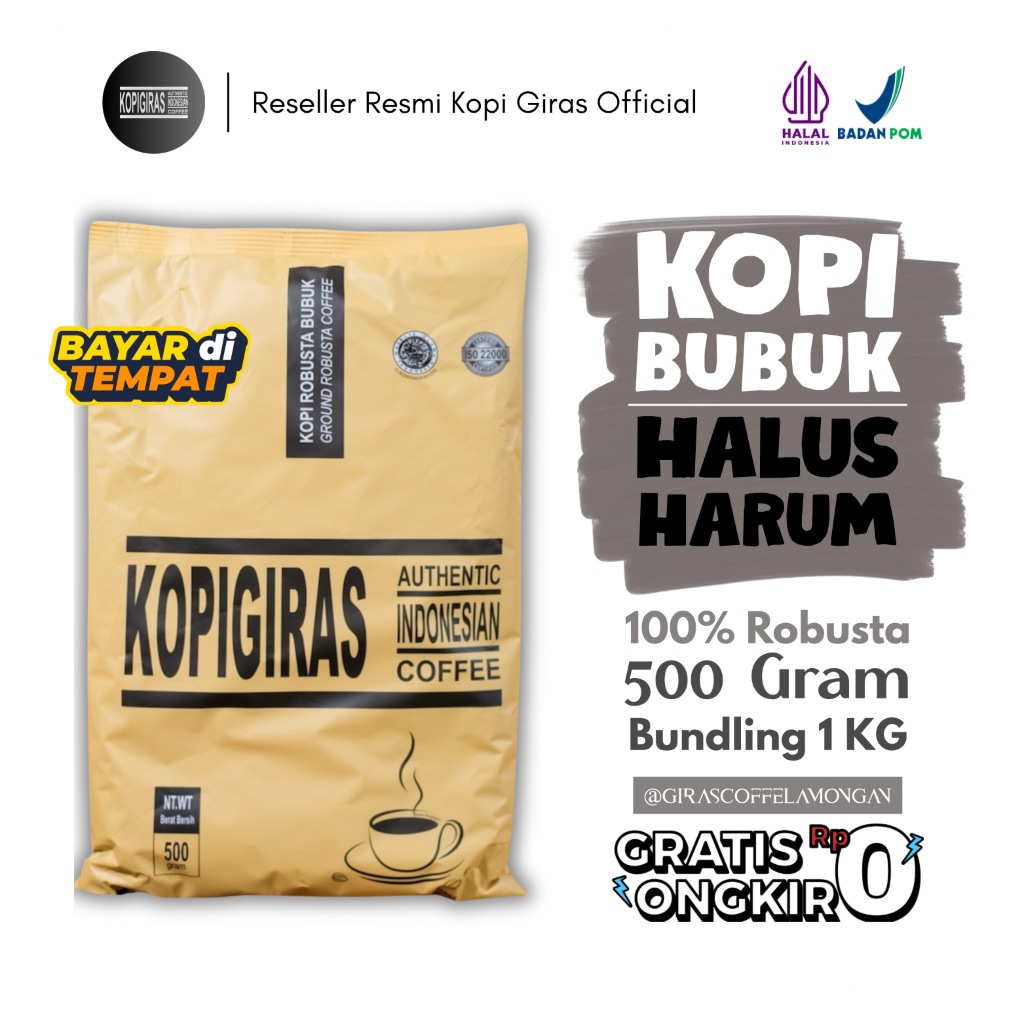 

[Bundling Hemat] Kopi Giras Robusta 1Kg (2x500gr) – Kopi Bubuk Asli, Rasa Kuat & Nikmat