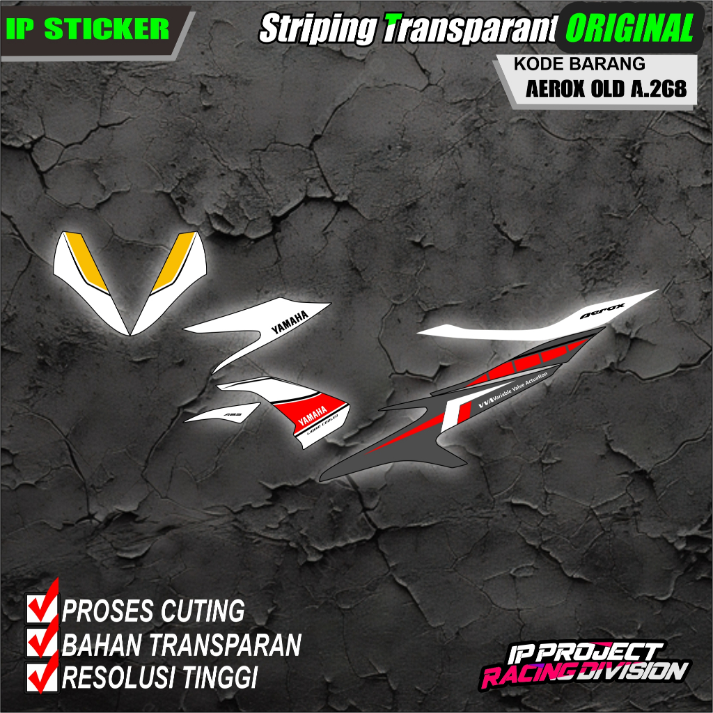 (COD)STRIPING ORIGINAL MOTOR YAMAHA AEROX 155 OLD 2016-2020 DESAIN RACING HOLOGRAM DAN TRANSPARAN