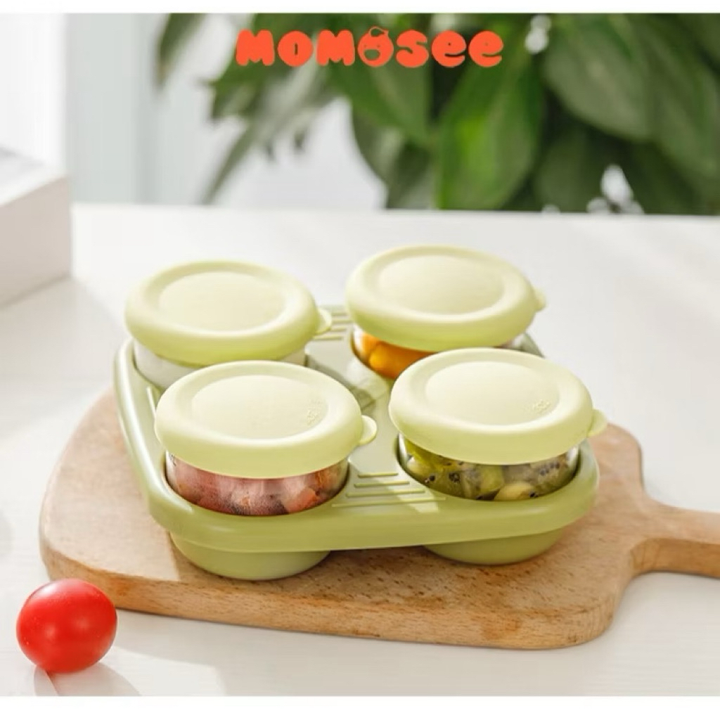 MOMOSEE Wadah penyimpanan kaca | Wadah kaca Mpasi | tempat makan kotak kaca