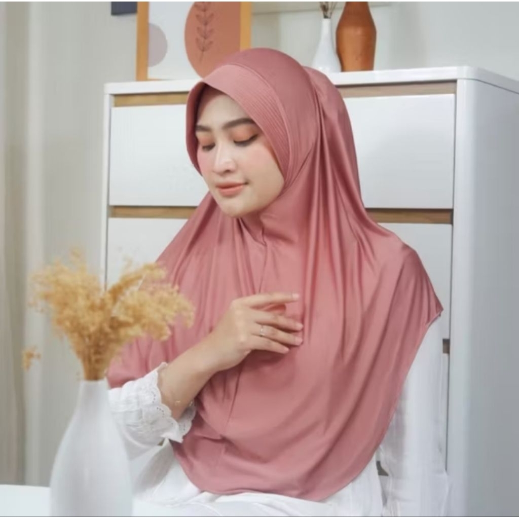 Hijab Bergo Instan Sport Hamidah Jersey Size XL Panjang Menutup Dada