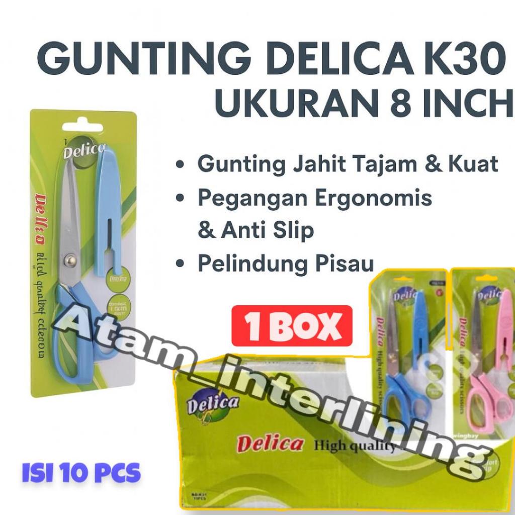 

1 Box Gunting Delica K30 Ukuran 8 Inch – Gunting Jahit Tajam & Kuat | Untuk Kain, Kertas, Plastik
