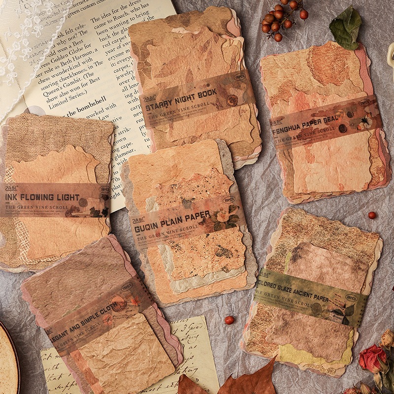 

[JUNE] Ancient Paper Pack 28 lembar Emboss Textured Scrapbook Bullet Journaling BuJo Dekorasi Buku Harian Vintage Emboss