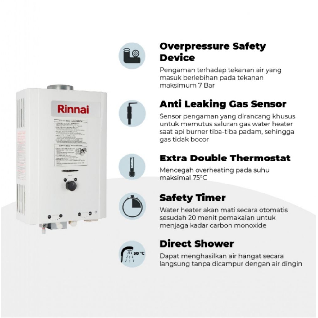 WATER HEATER GAS RINNAI REU-5CFM 5 LITER