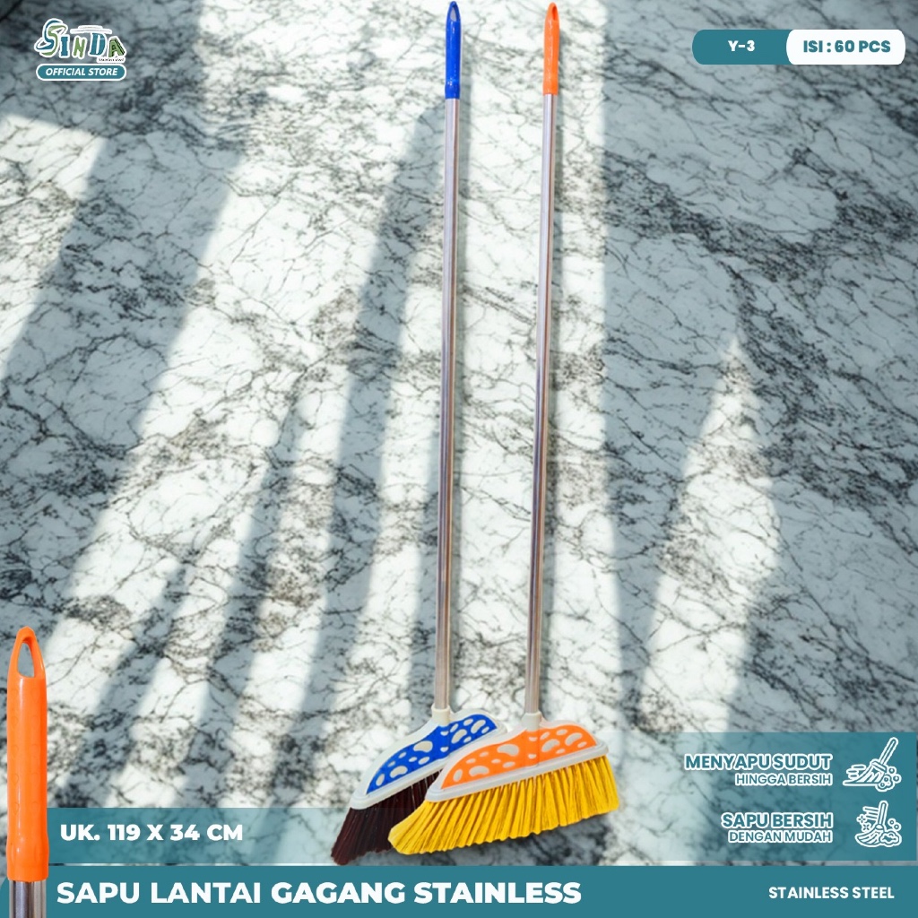 Sinda Sapu Lantai / Sapu Nylon / Sapu Dragon Sakura / Sapu Kipas Gagang Stainless
