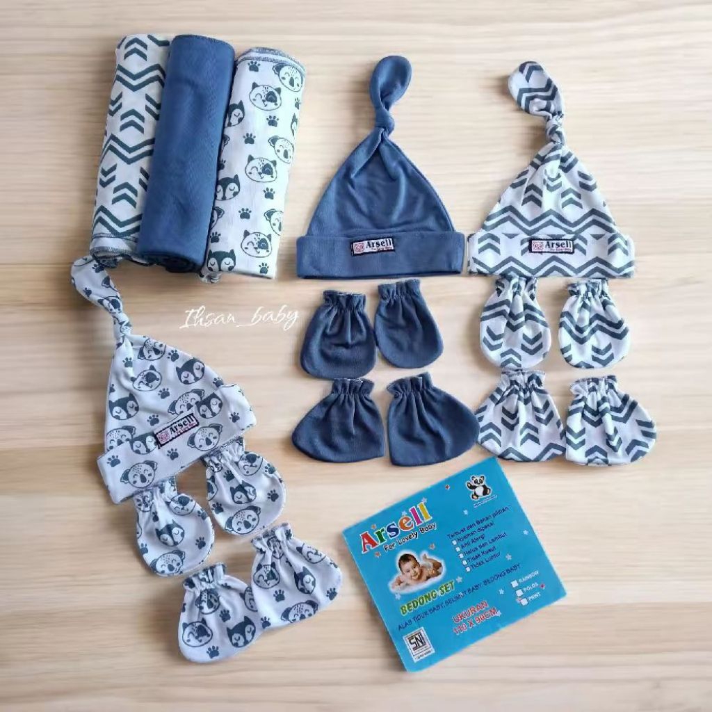 Arsell baby  SNI set bedong topi sarung tangan & sarung kaki bayi