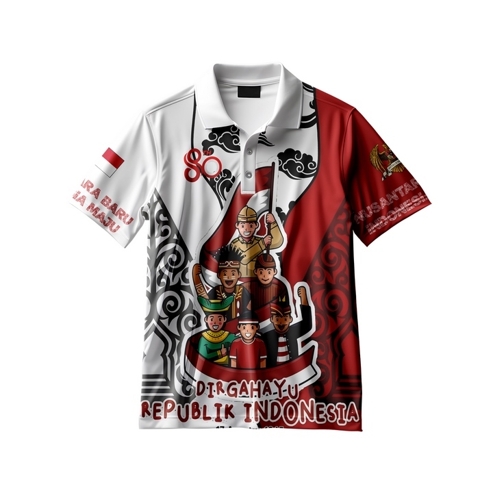 kaos pria baju batik dirgahayu kemerdekaan republik indonesia size jumbo