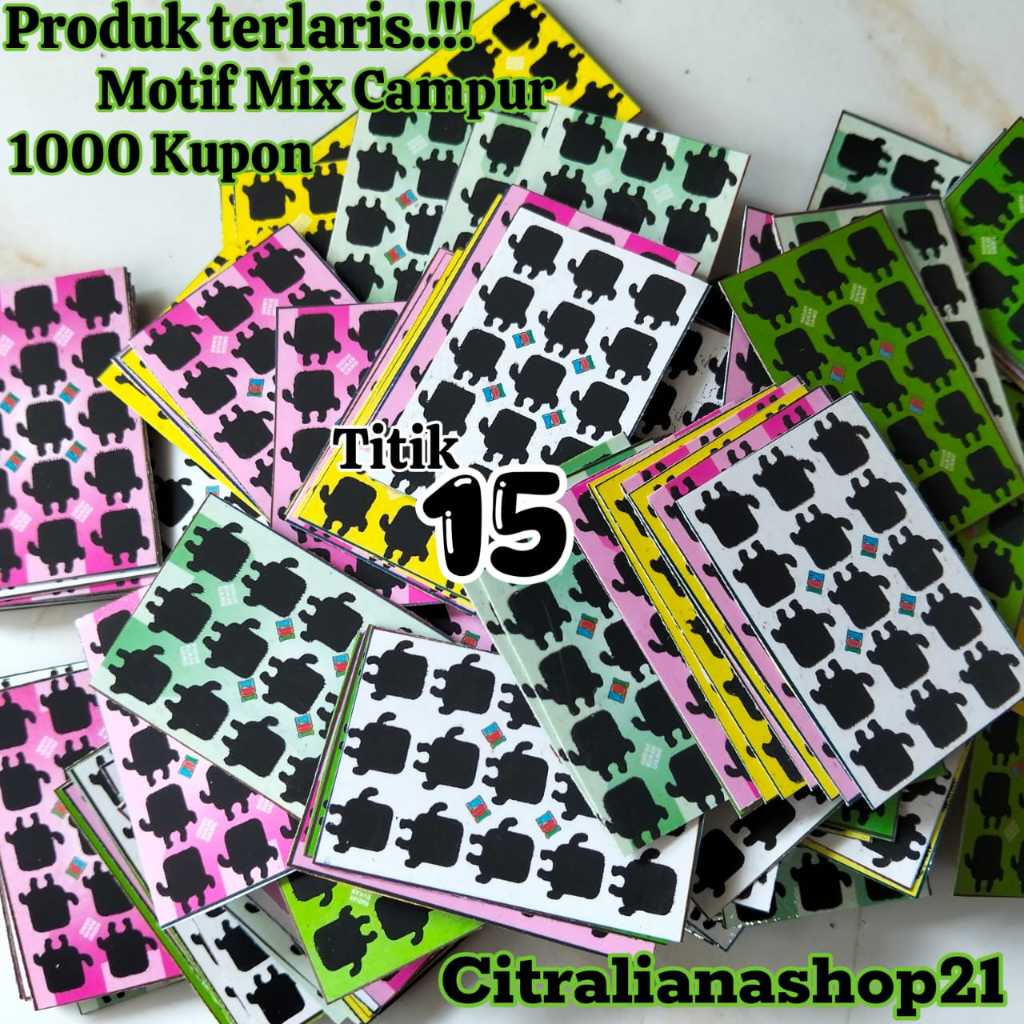 GOSOKAN BOM TENGKORAK PREMIUM TITIK 15 ISI 1000 KUPON GOSOKAN BOM MAINAN BERHADIAH