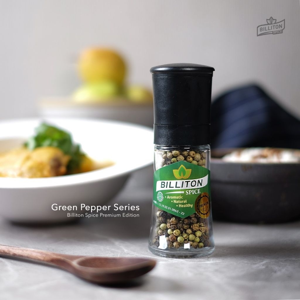 

Billiton Spice Premium series green pepper lada hijau dengan grinder LIMITED