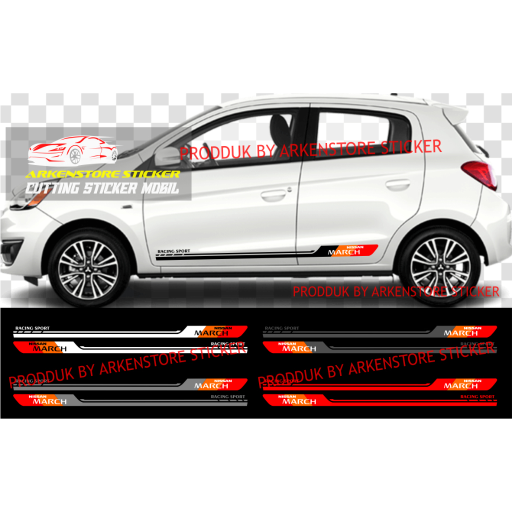 Stiker mobil nissan march cutting stiker sticker mobil march stiker terbaru