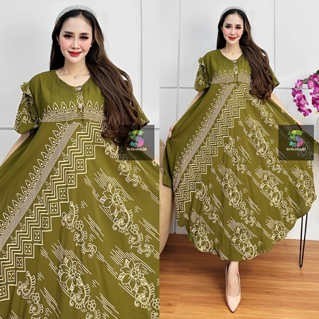Daster Payung Klok Cantik Mewah Jumbo Bahan Rayon Busui Kancing Cantik Mewah