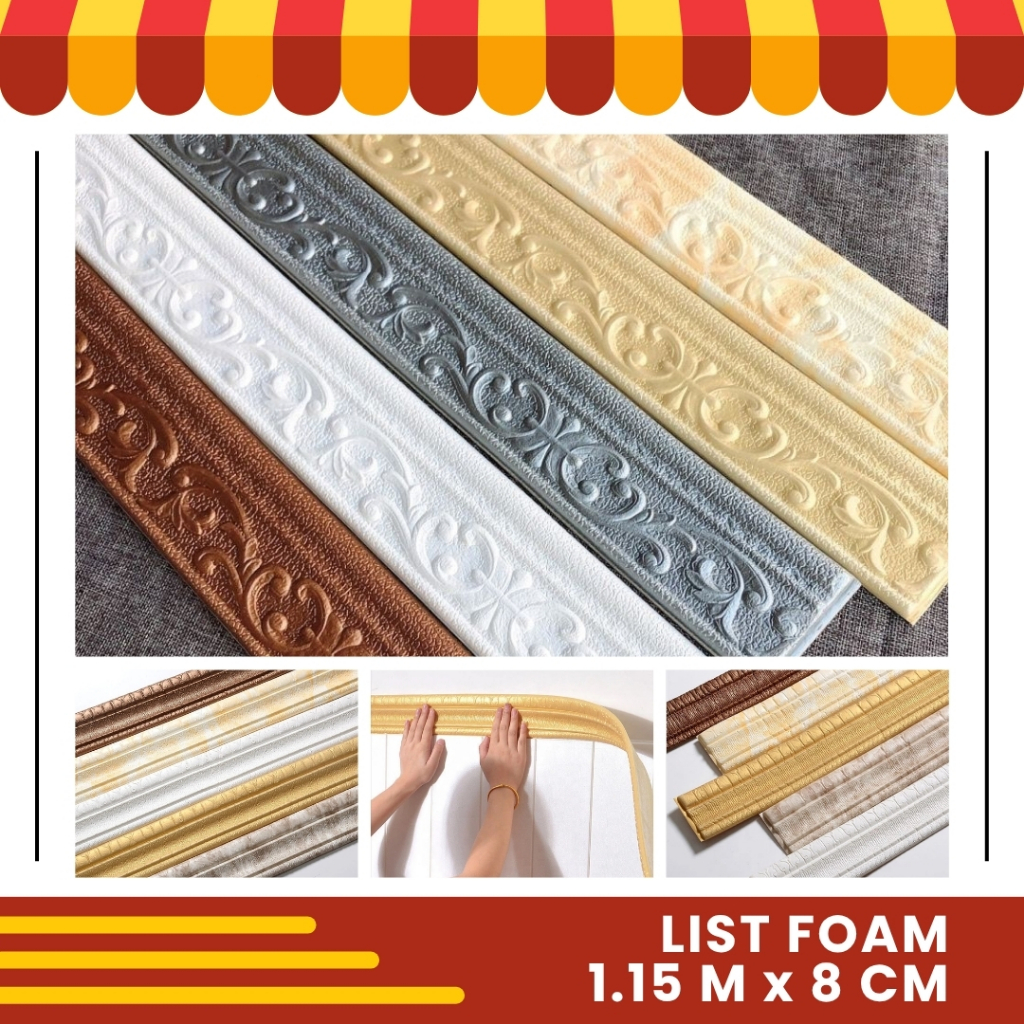Wallpaper List Foam Busa Wallpaper Border List Wallborder Pinggiran Plafon List Foam Sticker Timbul