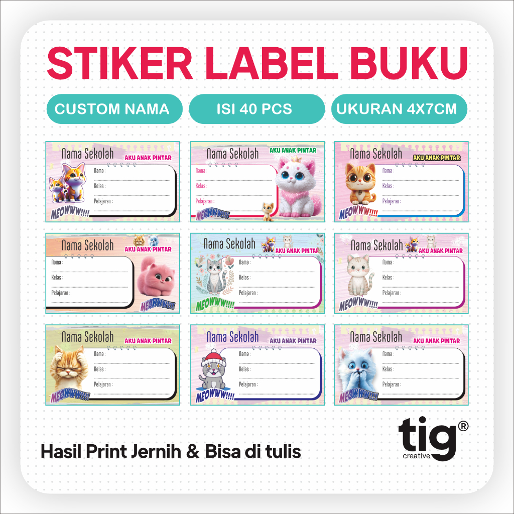 

STICKER LABEL BUKU TEMA KUCING KESAYANGAN LUCU