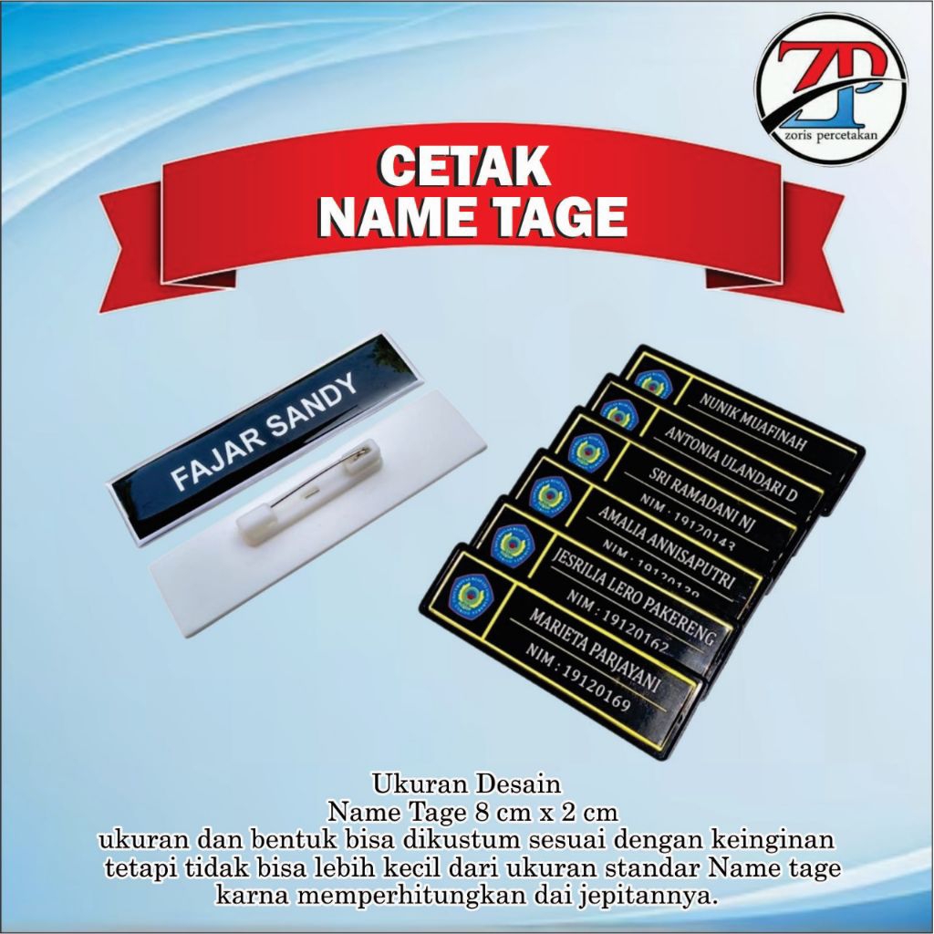 

name tage/papan nama bahan resin
