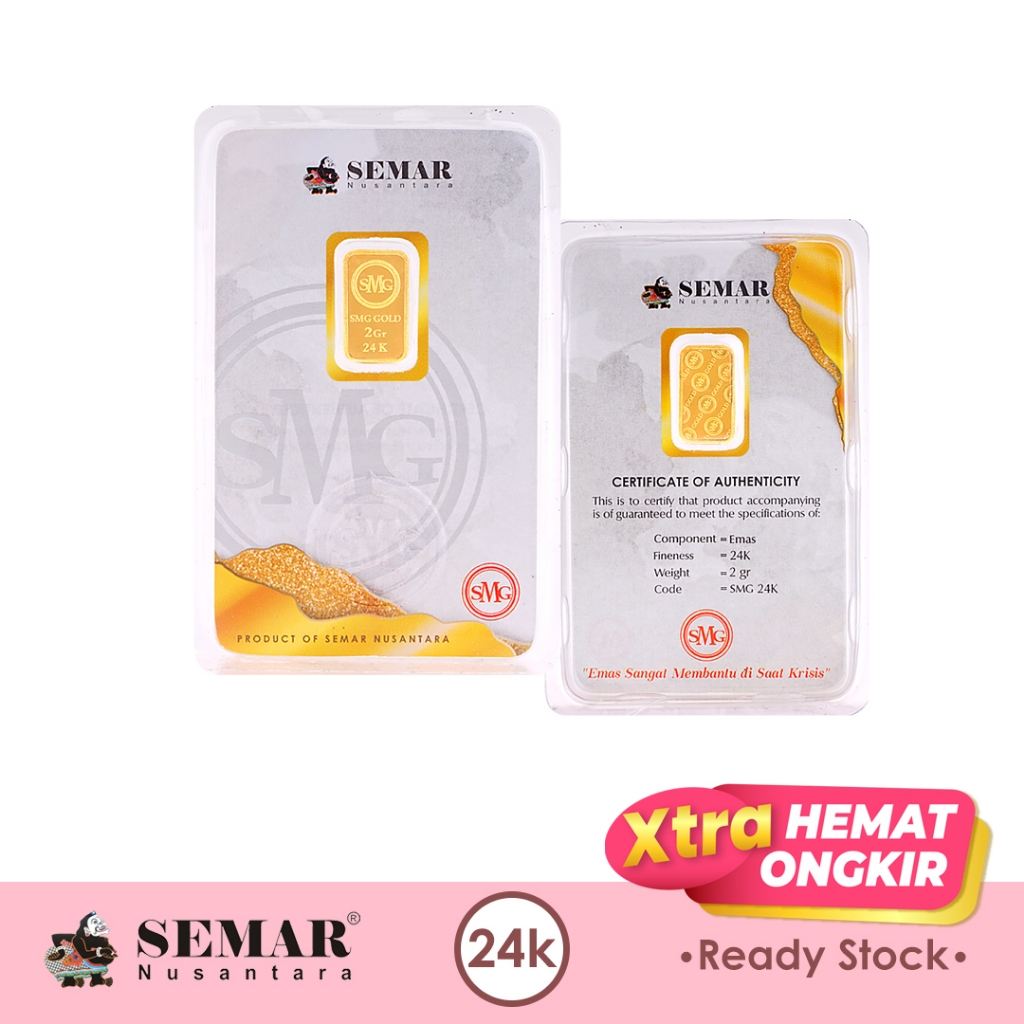 Logam Mulia SMG Gold Press 2gram Emas Batangan Semar Nusantara