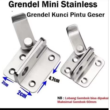 GRENDEL MINI STAINLESS / GRENDEL PINTU GESER STAINLESS