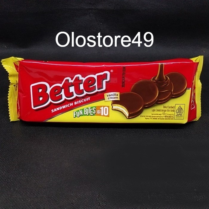 

OLO Better Sandwich Biscuit - Biskuit Vanilla Cream 100g (10pcs@10g)