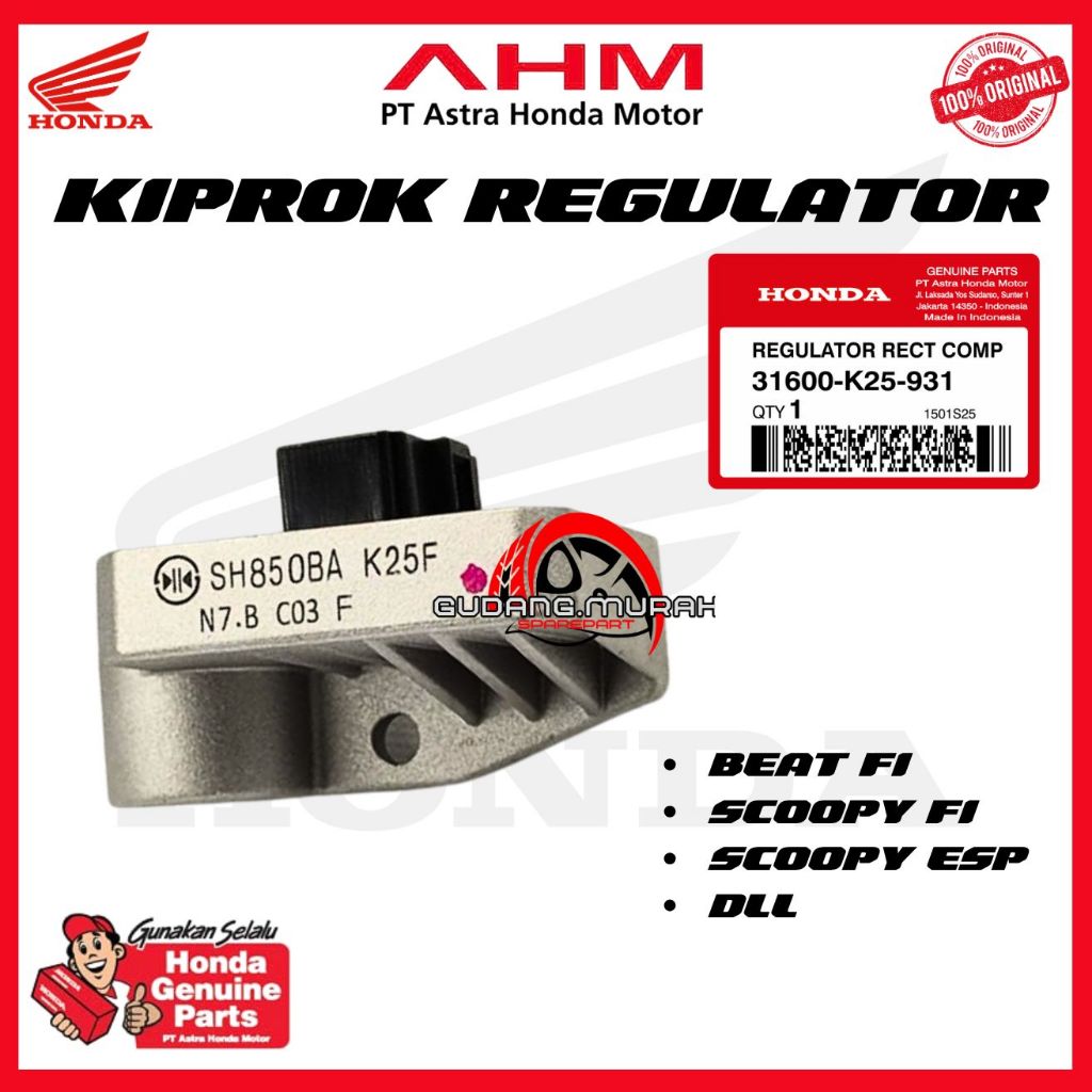 KIPROK REGURATOR HONDA BEAT FI SPACY SCOOPY FI ESP PENGATUR ARUS MOTOR TAHUN LAMA 2013 2014 2015 201