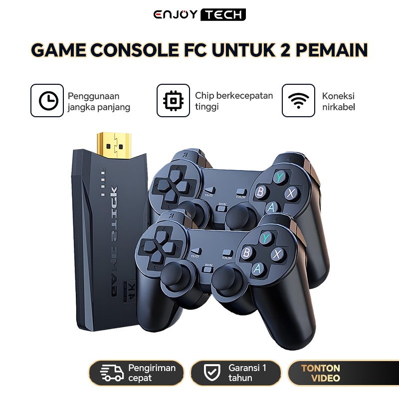 roseidstore ENJOYTECH Game Stick 4K / Gamepad Bluetooth Nirkabel Ganda / Konsol Game 64G Konsol Game