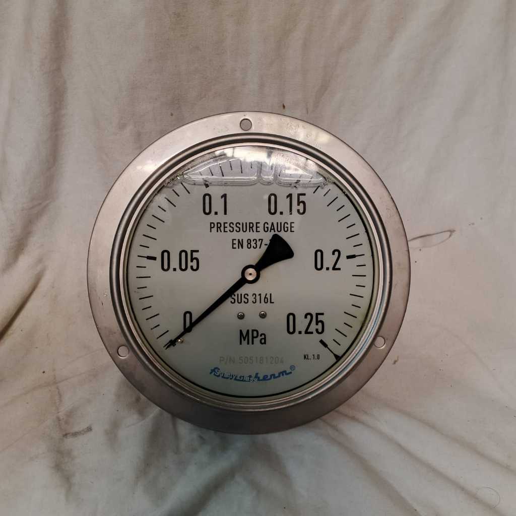 Pressure Gauge payung ARMATHERM 6" SS 316 EN 837-1 1/2"NPT 0-0.25MPa