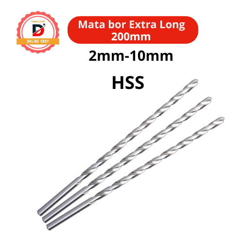 Mata Bor Long HSS 2mm-10mm Ekstra Panjang 200mm