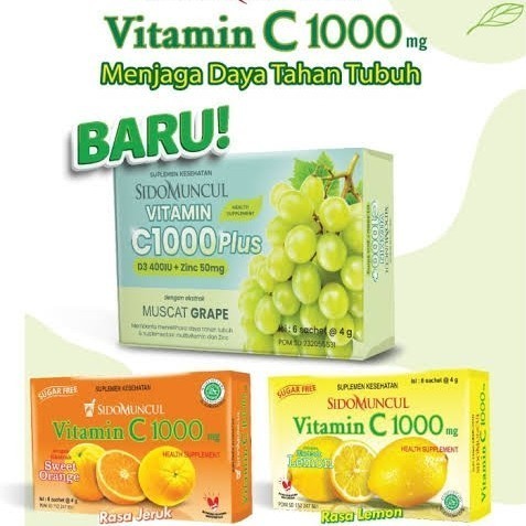 

SIDOMUNCUL C1000 Per BOX isi 6 sachet rasa anggur hijau lemon jeruk