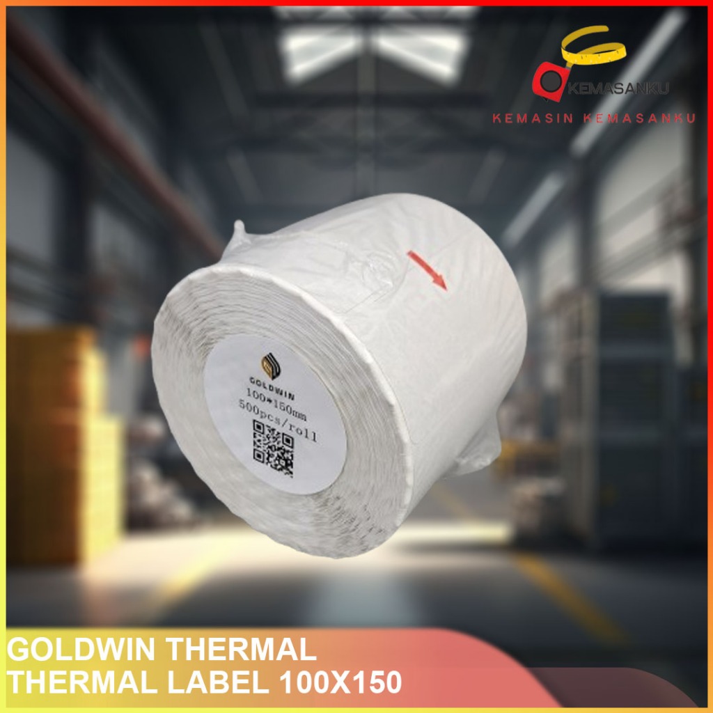 [GOLDWIN] Thermal label barcode 100x150 isi 500 pcs roll lipat goldwin termurah