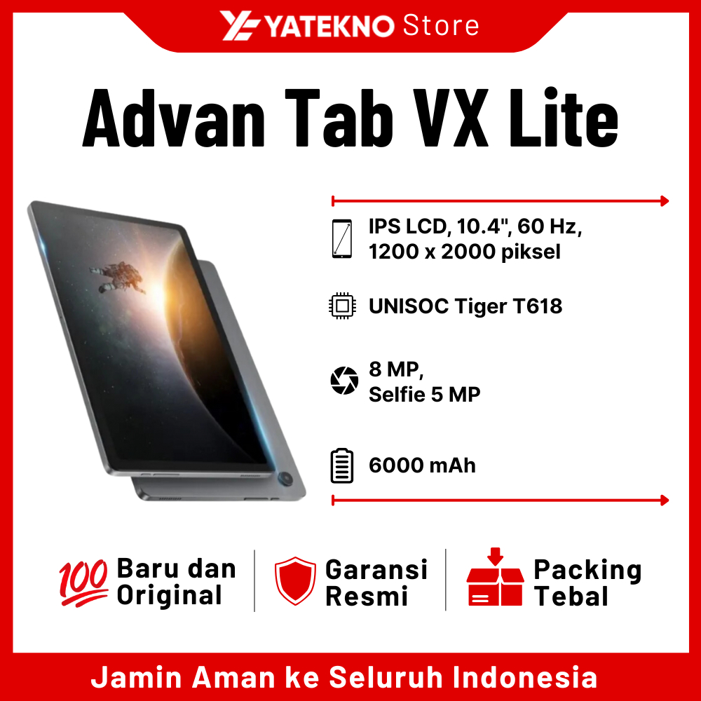 (ORIGINAL) Advan TAB VX Lite 6/128GB + 8/256GB GREY GARANSI RESMI ~ NEW