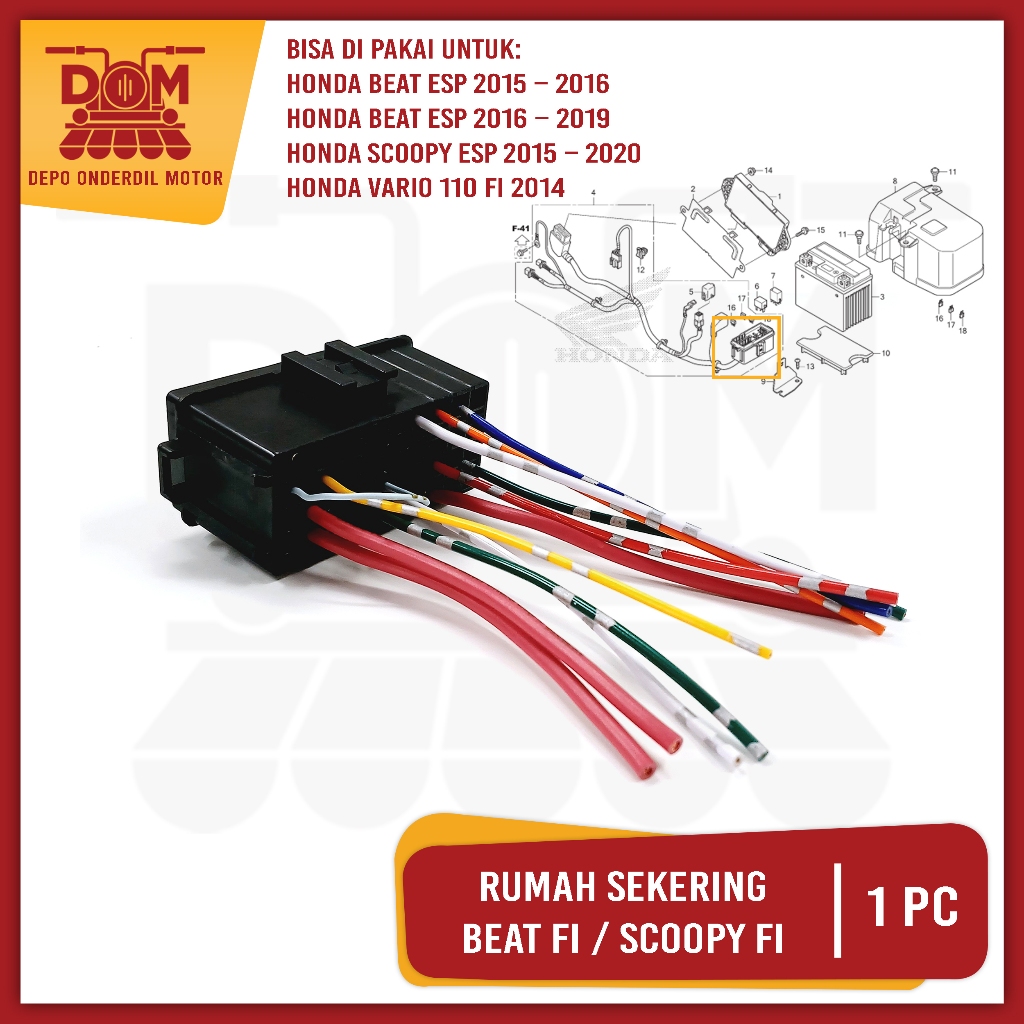 Rumah Sekering BeaT Fi (PSP) Box Sekring + Kabel bok kotak rumah skring HONDA Beat ESP Scoopy ESP