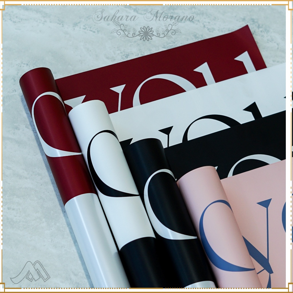 

[5 Pcs] Flower Wrapping Cellophane Waterproof Pembungkus Bunga Motif Love