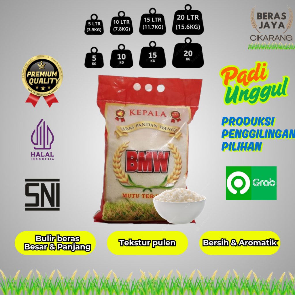 

(SPESIAL GAJIAN SALE!!) PROMOO MURAH BERKUALITAS BERAS PREMIUM SUPER PULEN PANDAN WANGI ASLI BMW 5 KG BERAS JAYA CIKARANG
