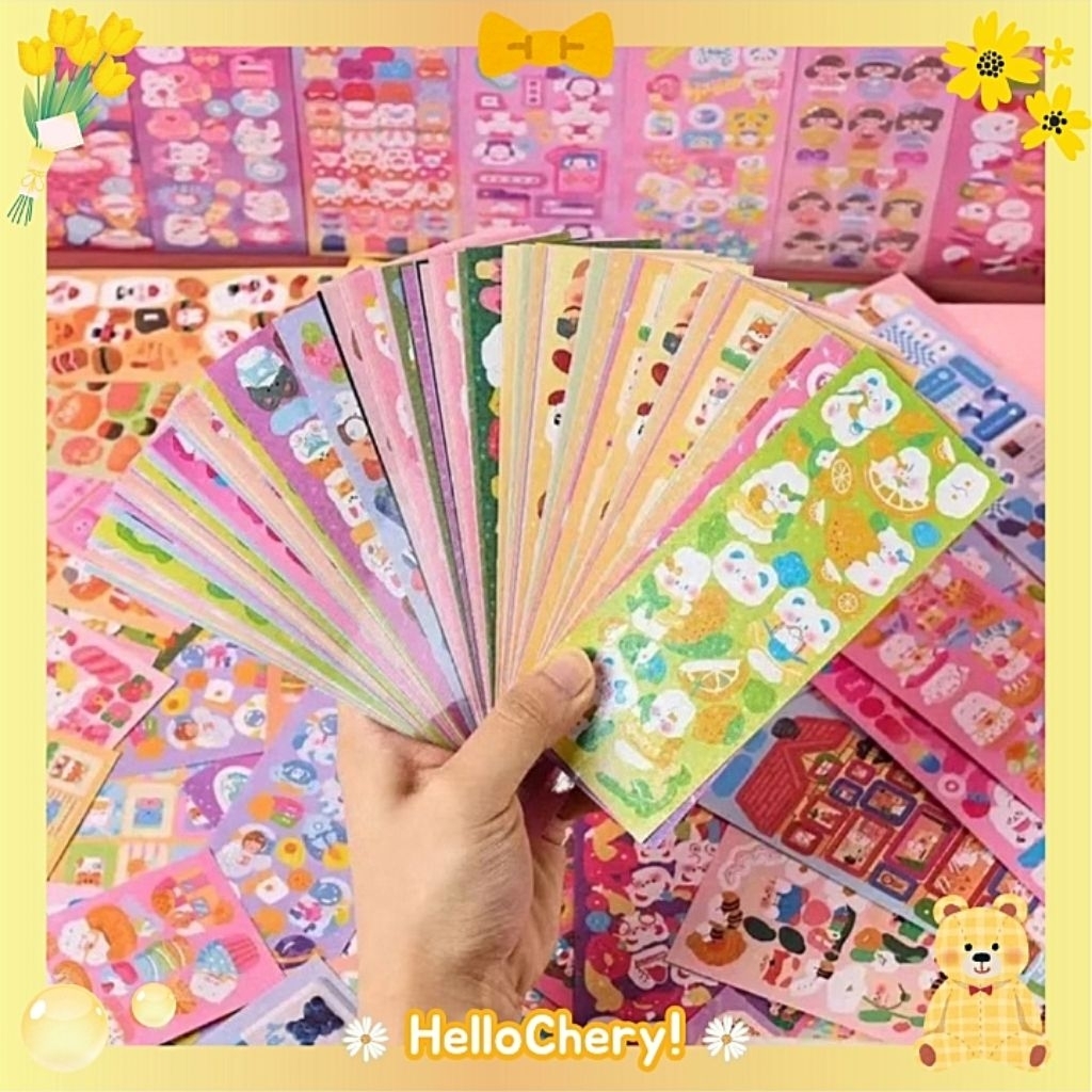

HelloChery! stiker decor Glitter premium journaling glitter aesthetic untuk photocard kpop sticker deco, casing hp