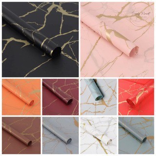 

AESTHETICFLORIST - [20 LEMBAR] FLOWER WRAPPING GOLD MARBLE CELLOPHANE WATERPROOF KERTAS BUKET BUNGA