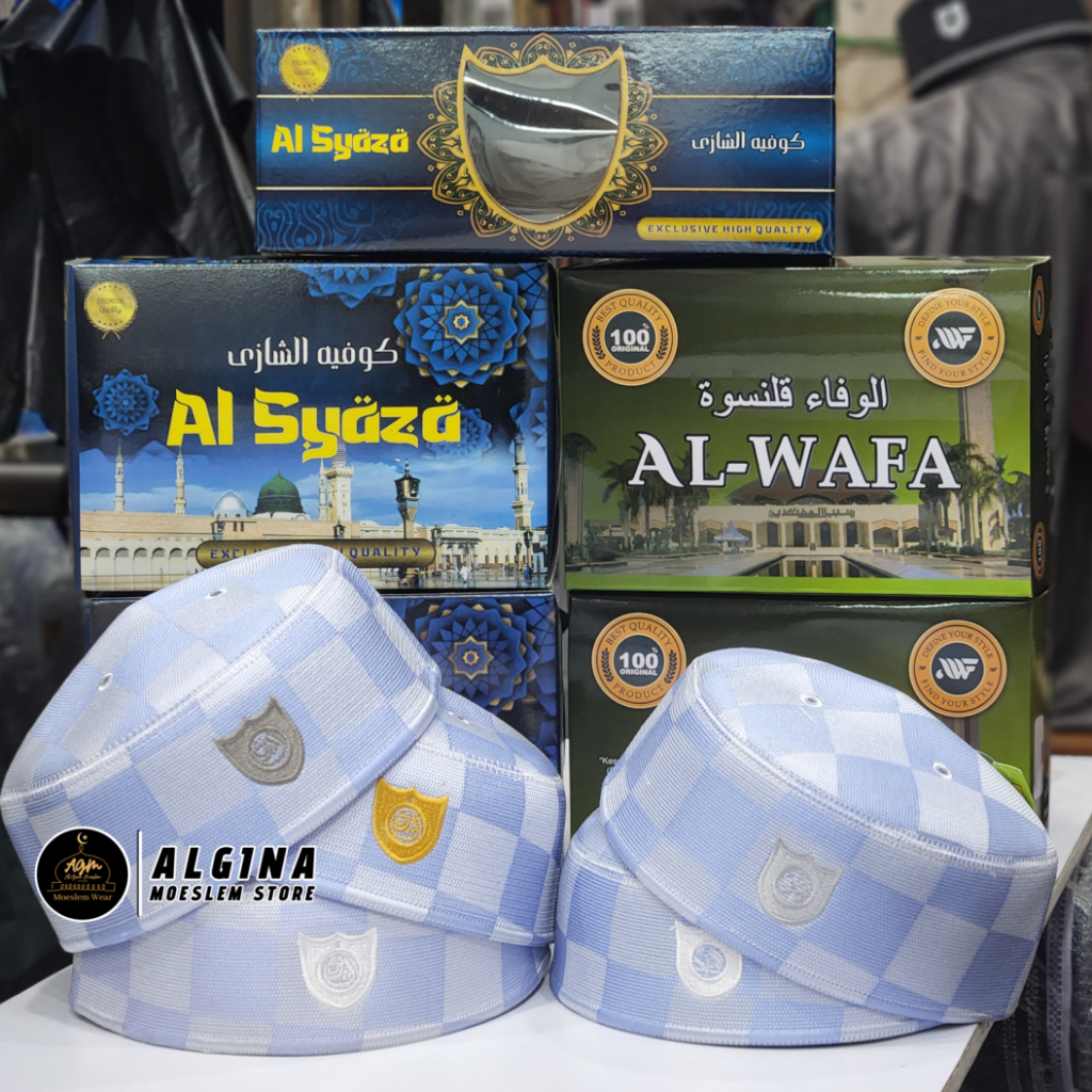 KOPIAH AL SYAZA & Al WAFA PREMIUM CATUR | PECI MALAYSIA PUTIH | KOPIAH MALAYSIA | KOPIAH/PECI PUTIH 