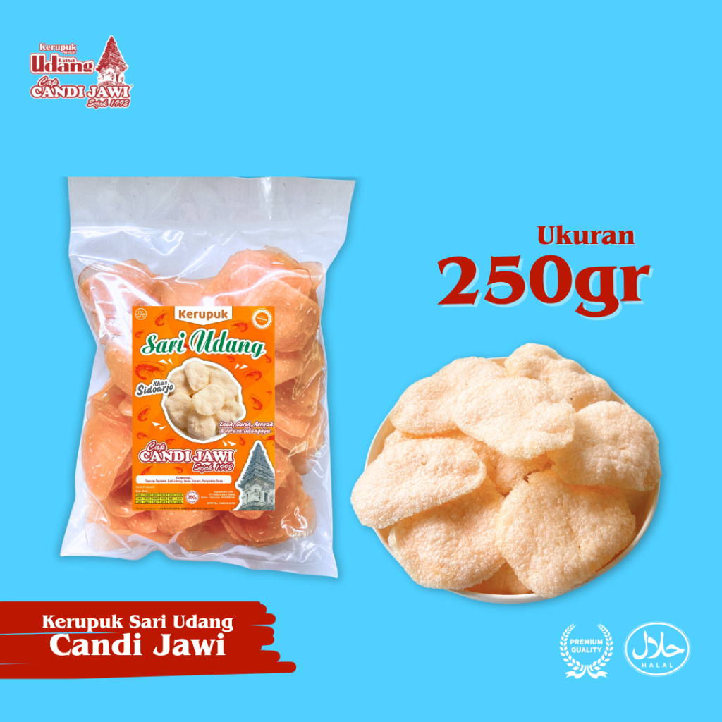 

Kerupuk Sari Udang Candi Jawi Gurih 250gr Khas Sidoarjo Camilan krupuk, Kerupuk Halal